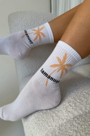 Skarpety MALIBU białe/morela