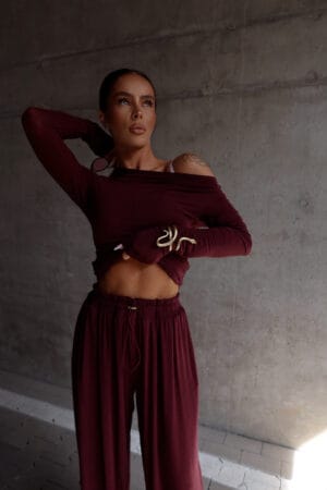 Spodnie SLOUCHIE bordo - obrazek 2