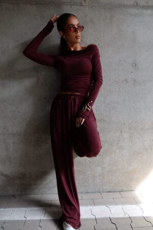 Spodnie SLOUCHIE bordo - obrazek 4