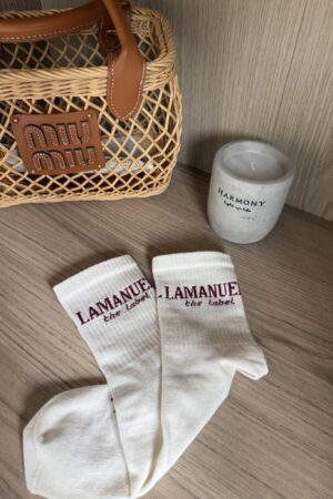Skarpety LABEL ecru/bordo