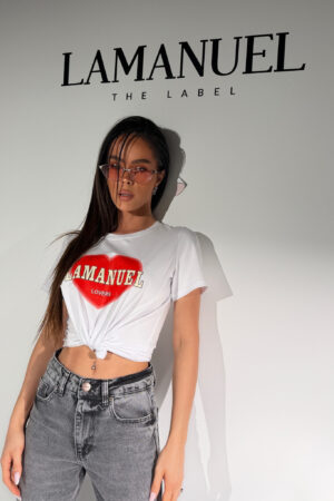 Tshirt LOVERS biały/koral