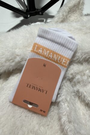 Skarpety REAL białe/morela